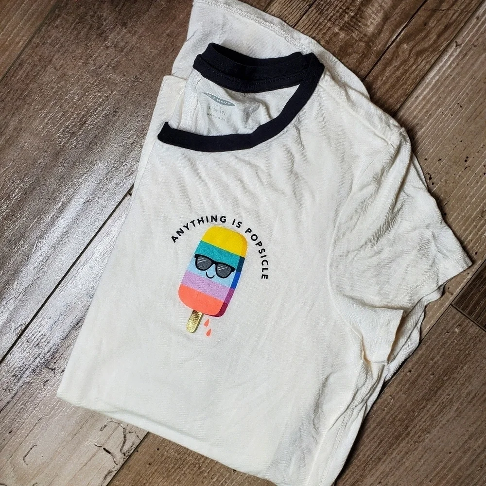 Old Navy Graphic Tulip-Hem Tunic Tee for Girls Size Large 10-12 EUC